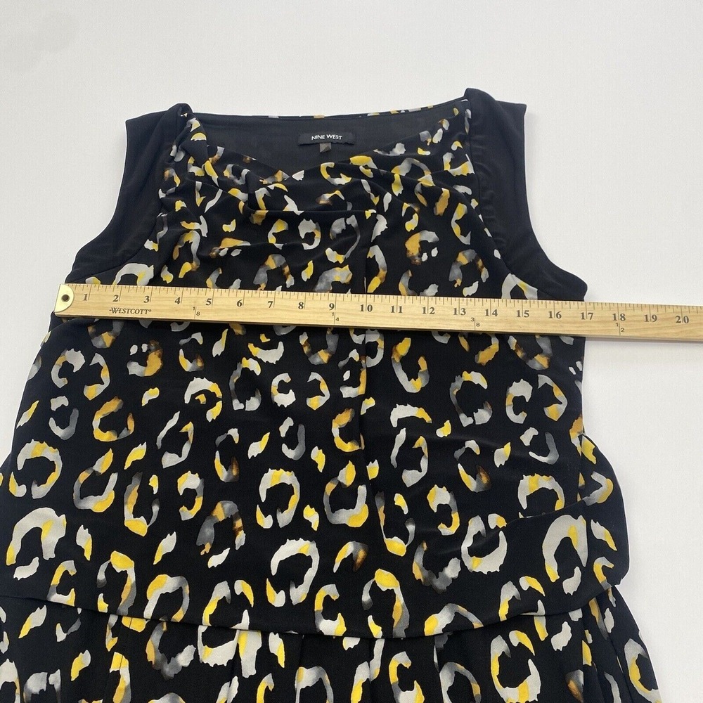Nine West Black/Yellow Maize Combo Cowlneck Print Stretch Jersey Dress Size 10 - Picture 9 of 16